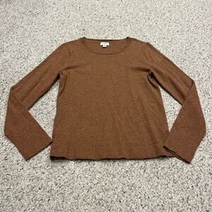 J Crew Cotton Wool Blend Teddie Sweater Crewneck M Brown Preppy Casual Fall